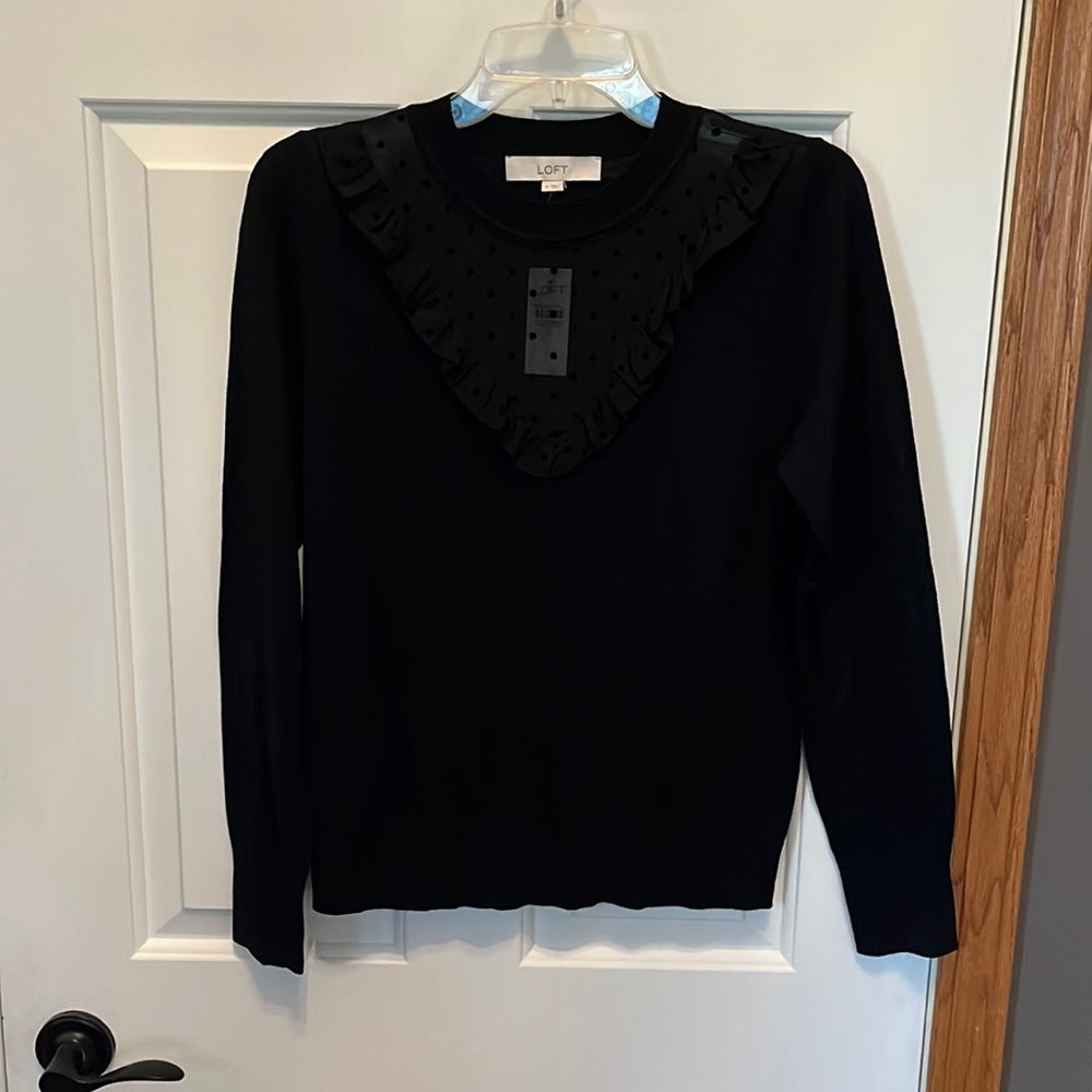 Loft sweater with sheer polka dot detail